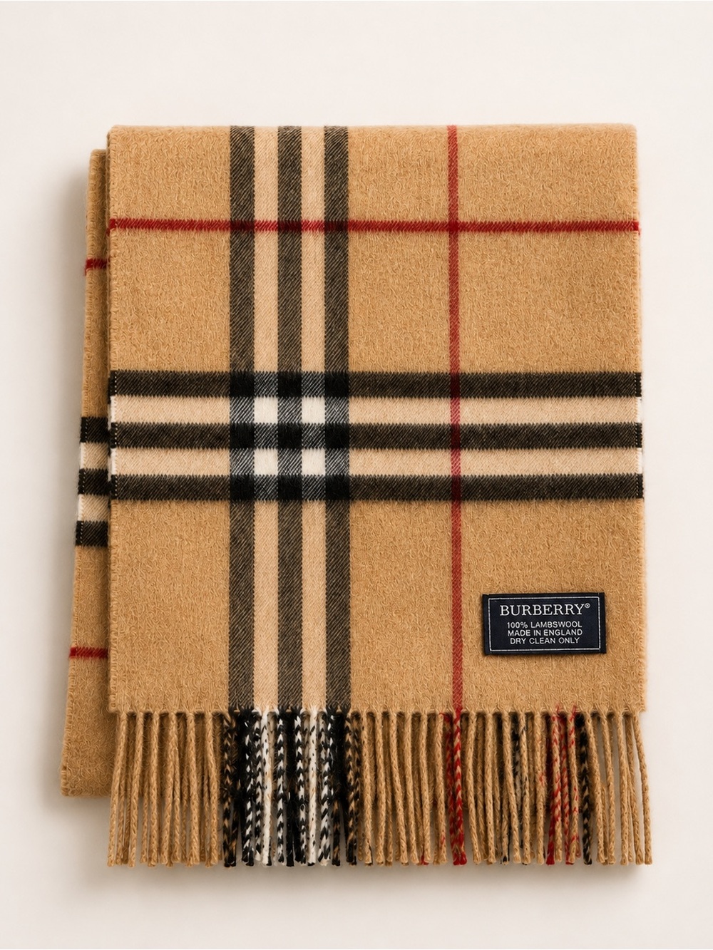 Burberry Camel Vintage Nova Check Wool Scarf